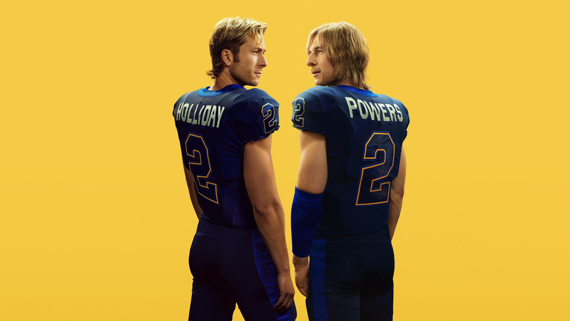 Glen Powell as Russ Holliday and in disguise as Chad Powers