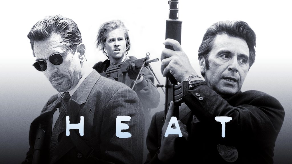 Title art for the movie Heat, starring Robert De Niro and Al Pacino.