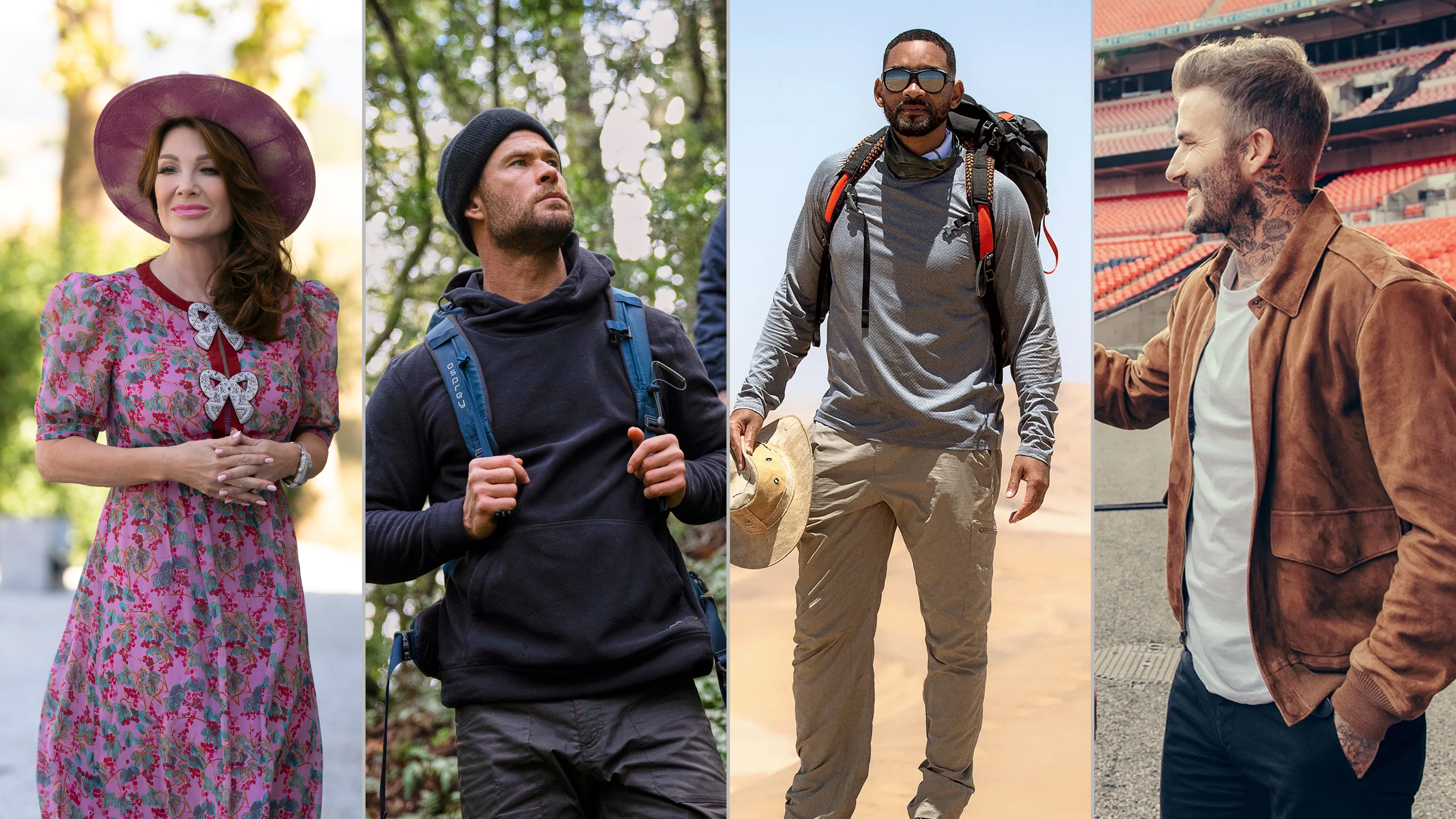 Images from Vanderpump Villa, Limitless with Chris Hemsworth, Welcome to Earth and Save Our Squad with David Beckham which feature in the article.