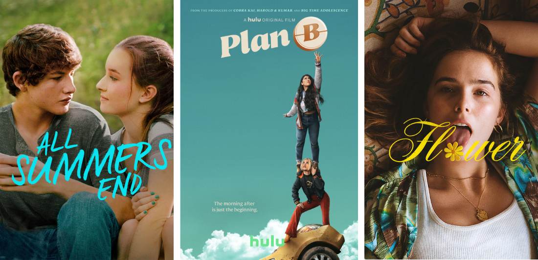 Title art for teen romance movies on Hulu