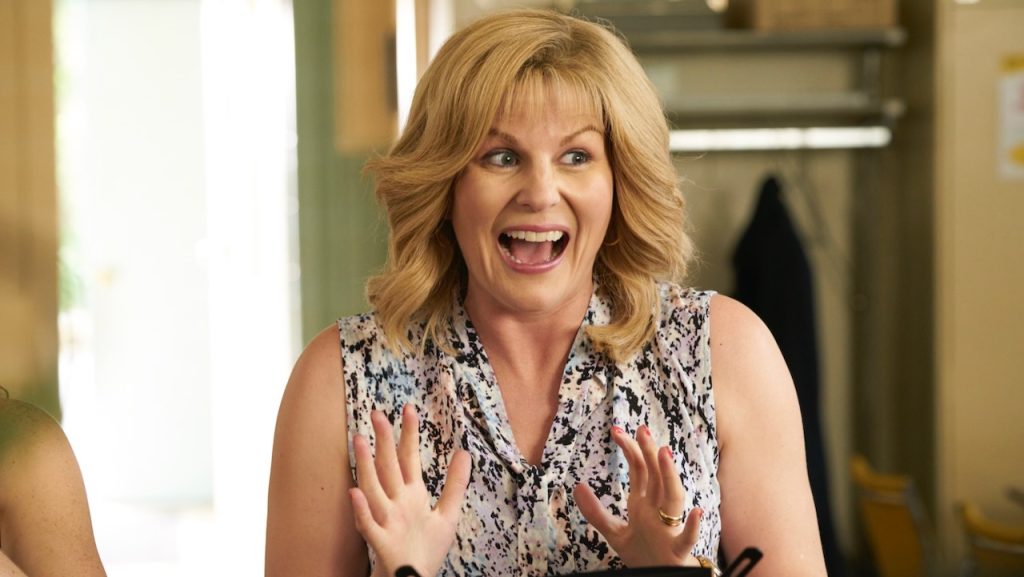A still image of Jennifer Robertson as Jocelyn Schitt in an episode of Schitt’s Creek.