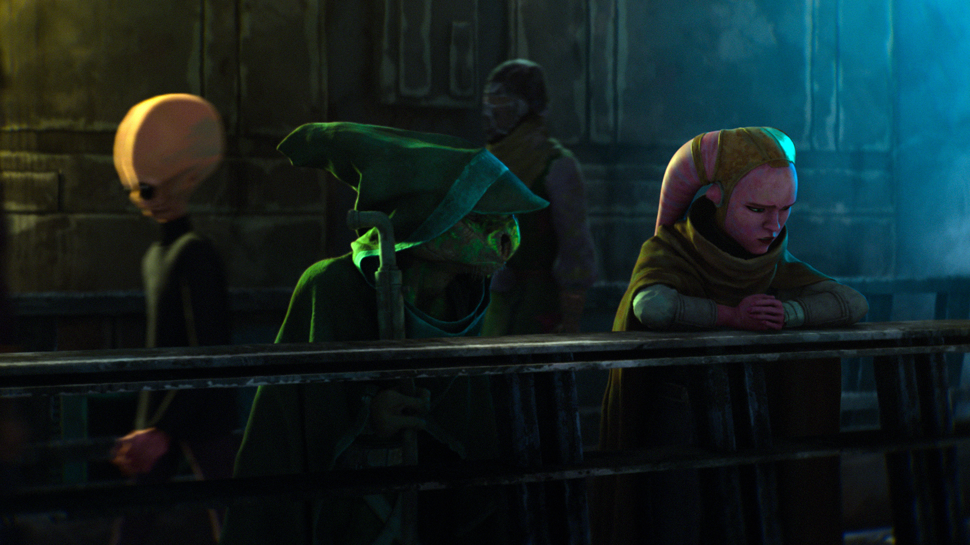 消沈した表情で柵にもたれるデヴォン。 