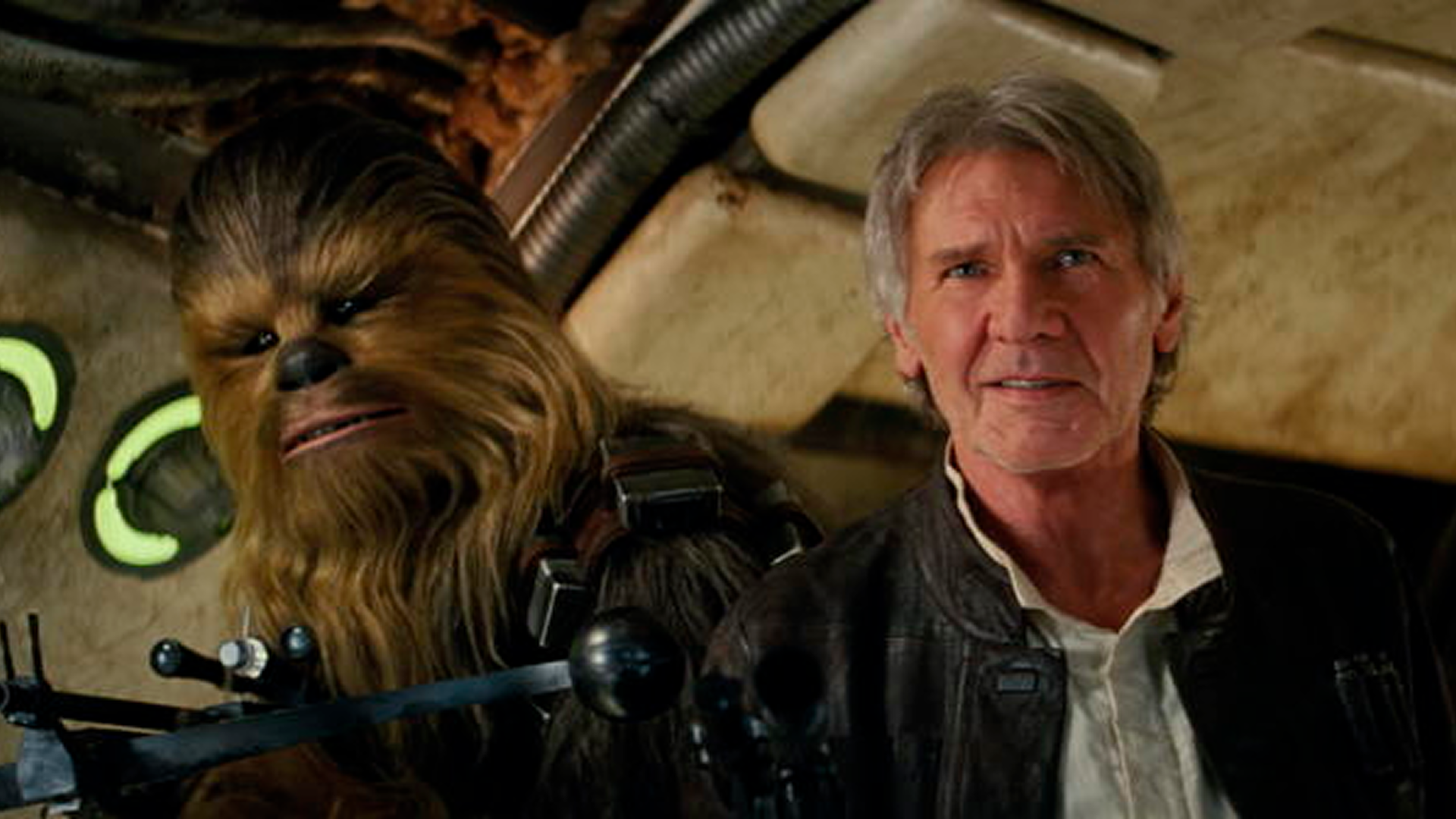 Chewbacca and Han Solo (Harrison Ford) in Star Wars: The Force Awakens