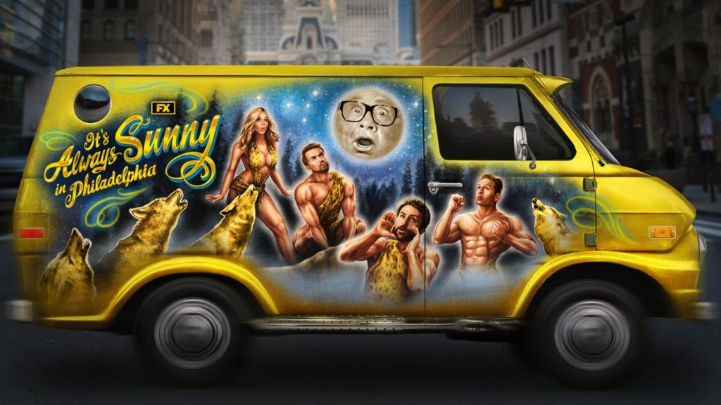 Title art for the sitcom, It’s Always Sunny in Philadelphia.