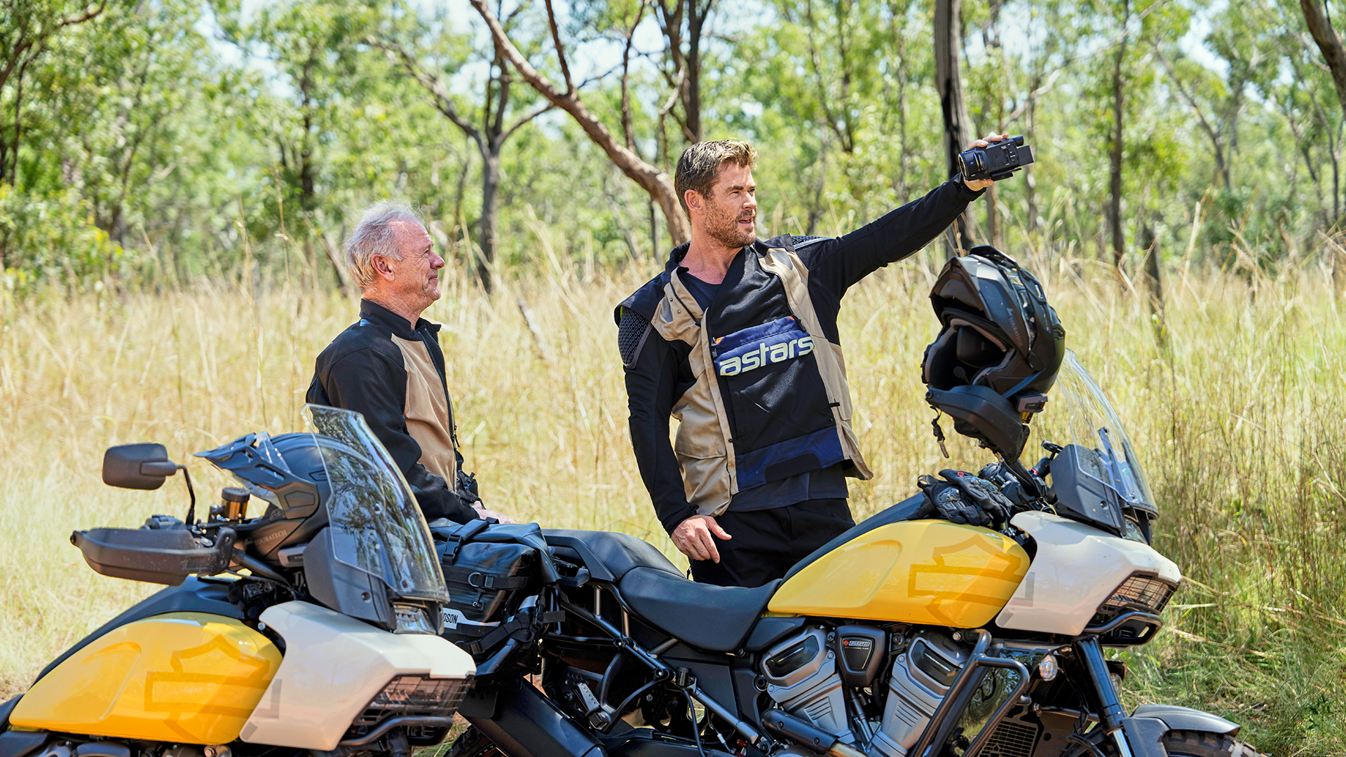 Chris and his father Craig with their motorcylces.