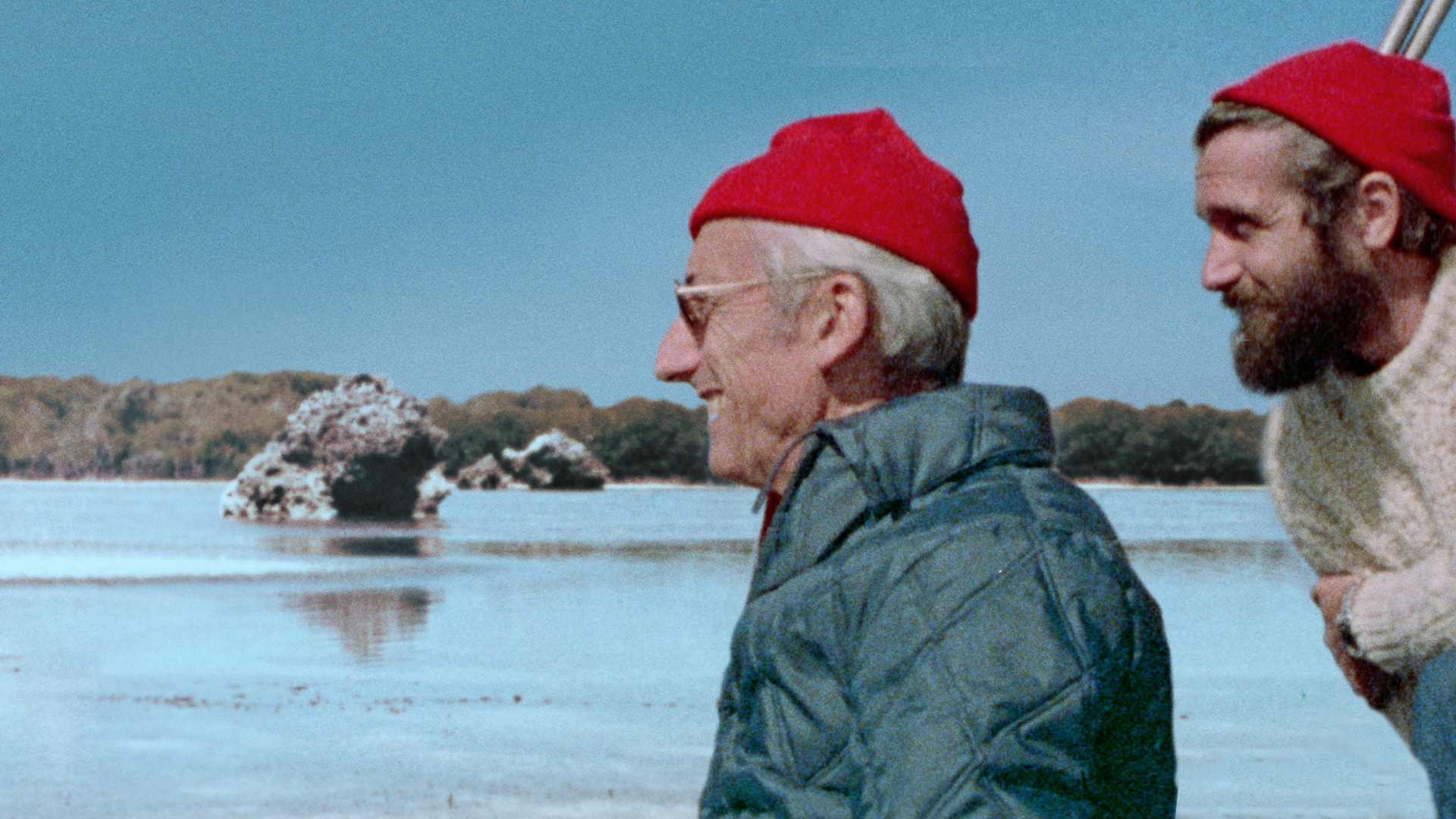This image features the pioneering French ocean explorer and filmmaker, Jacques Cousteau. 