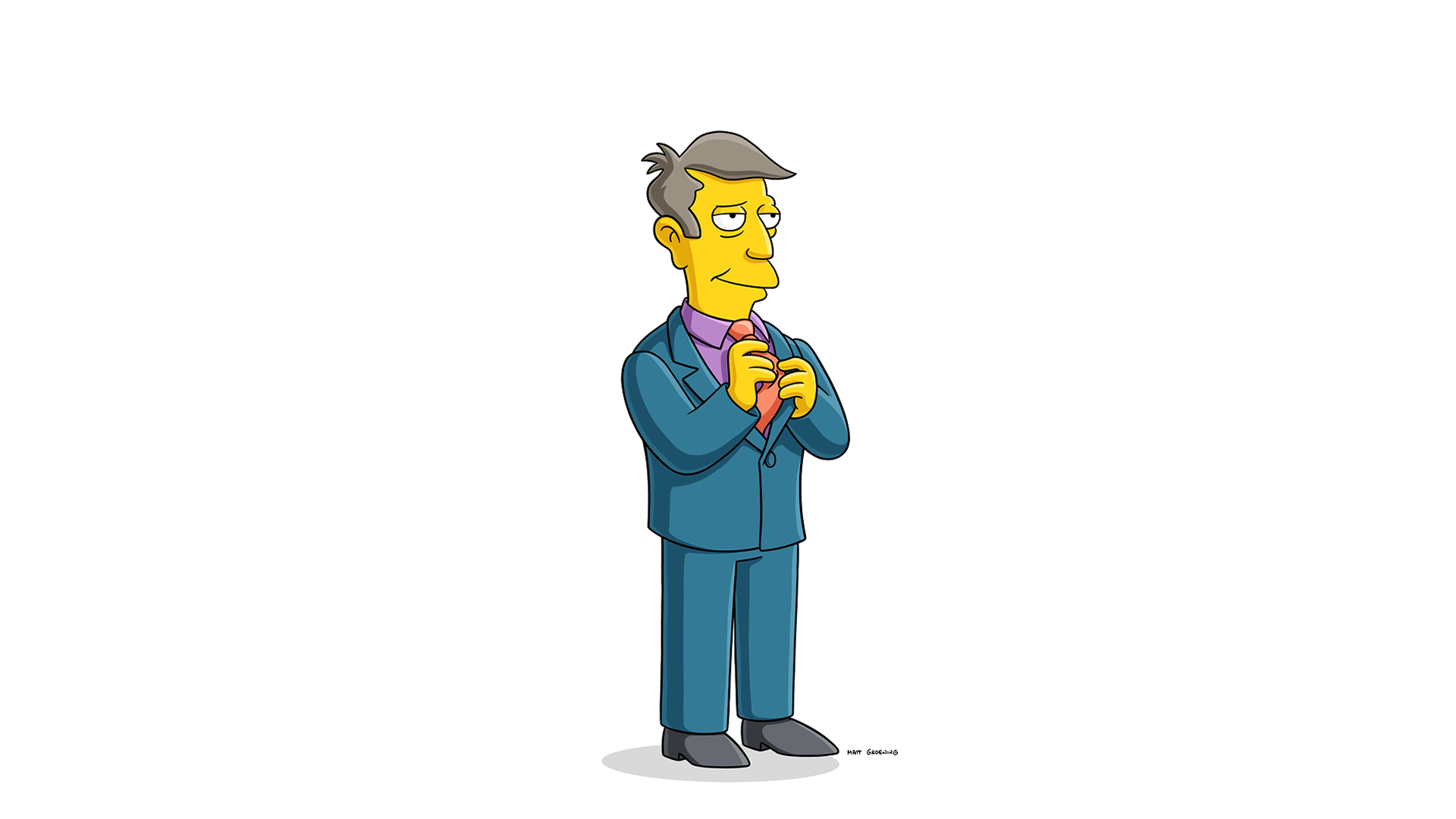 This character is Seymour Skinner, also known as Principal Skinner, from the animated series The Simpsons.