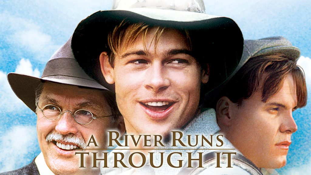 Title art from the top Brad Pitt movie, A River Runs Through It.