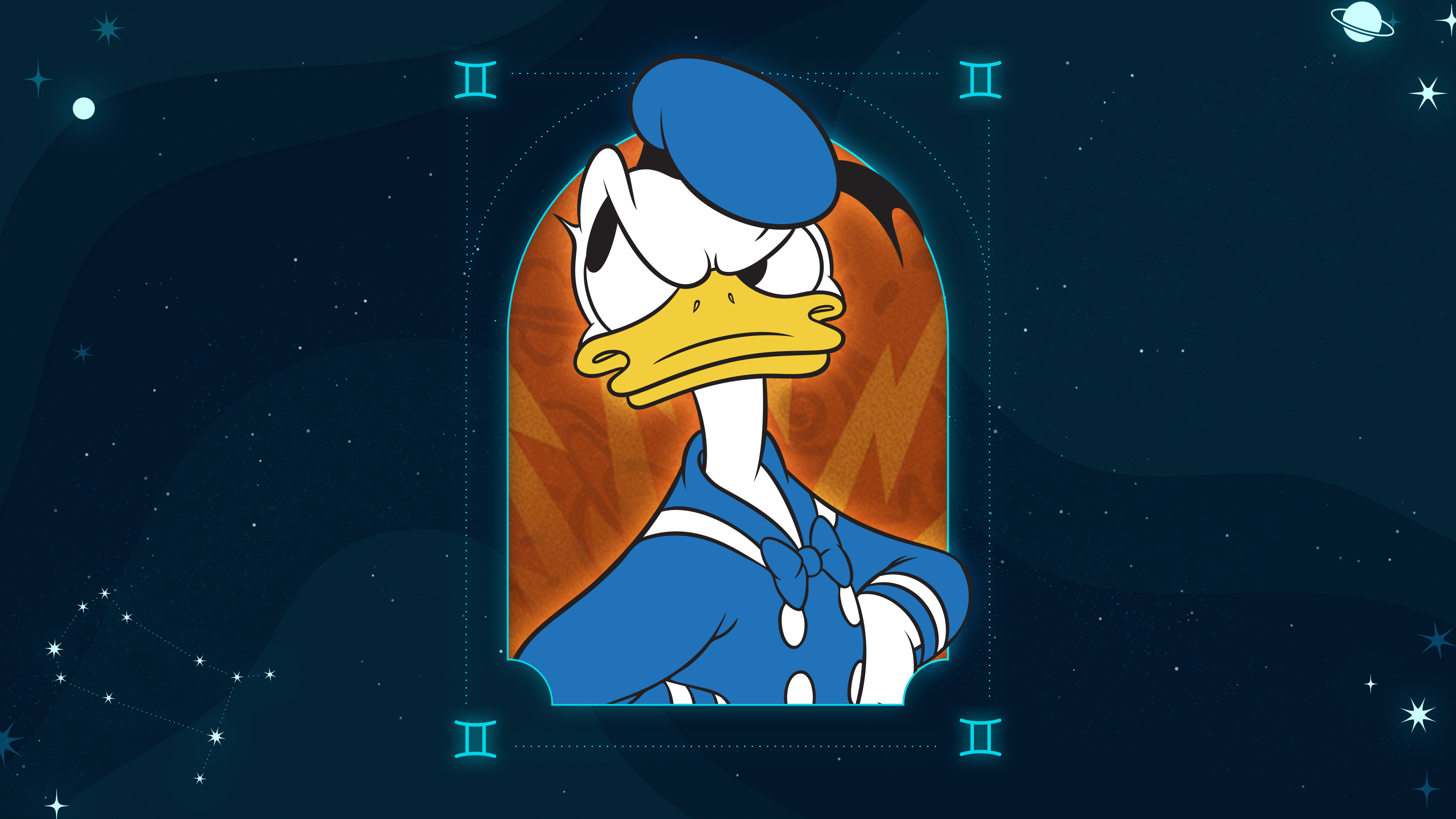  Imagen del Pato Donald asociada al signo géminis según sus rasgos de personalidad y características.