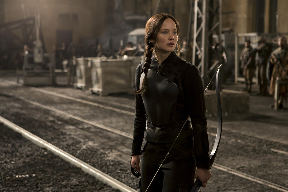 Jennifer Lawrence as Katniss Everdeen in The Hunger Games saga.