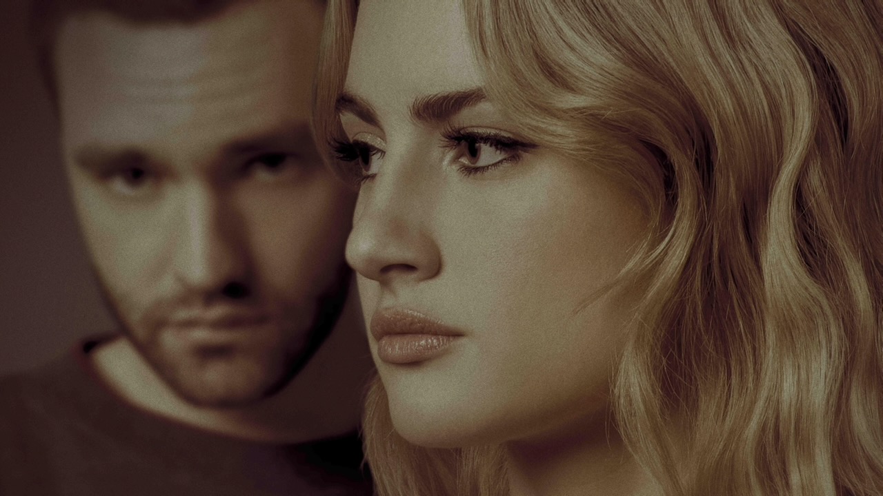 A promotional image for the show Tell Me Lies featuring the characters Lucy and Stephen.
