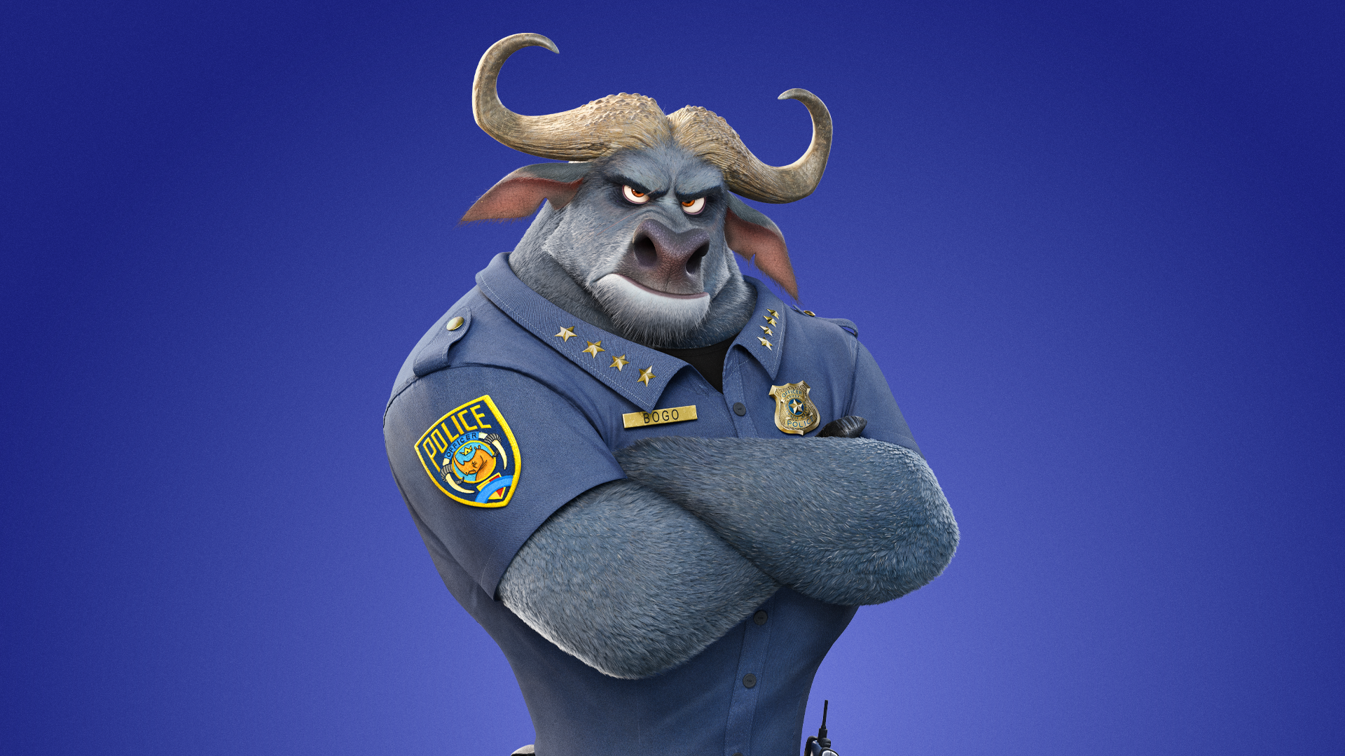 Chefe Bogo (voz original de Idris Elba) em Zootopia 2, Disney