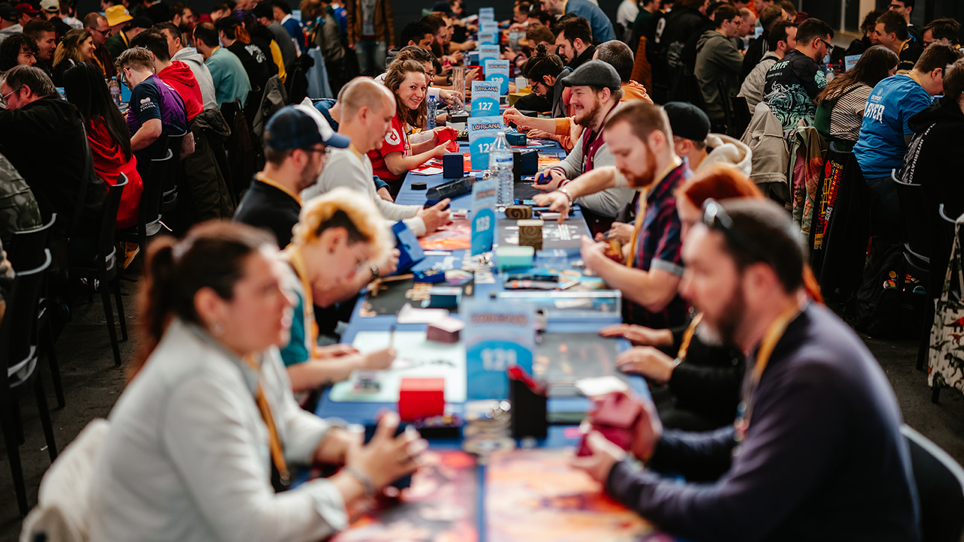 People playing Disney Lorcana at an official event in Ghent, Belgium.