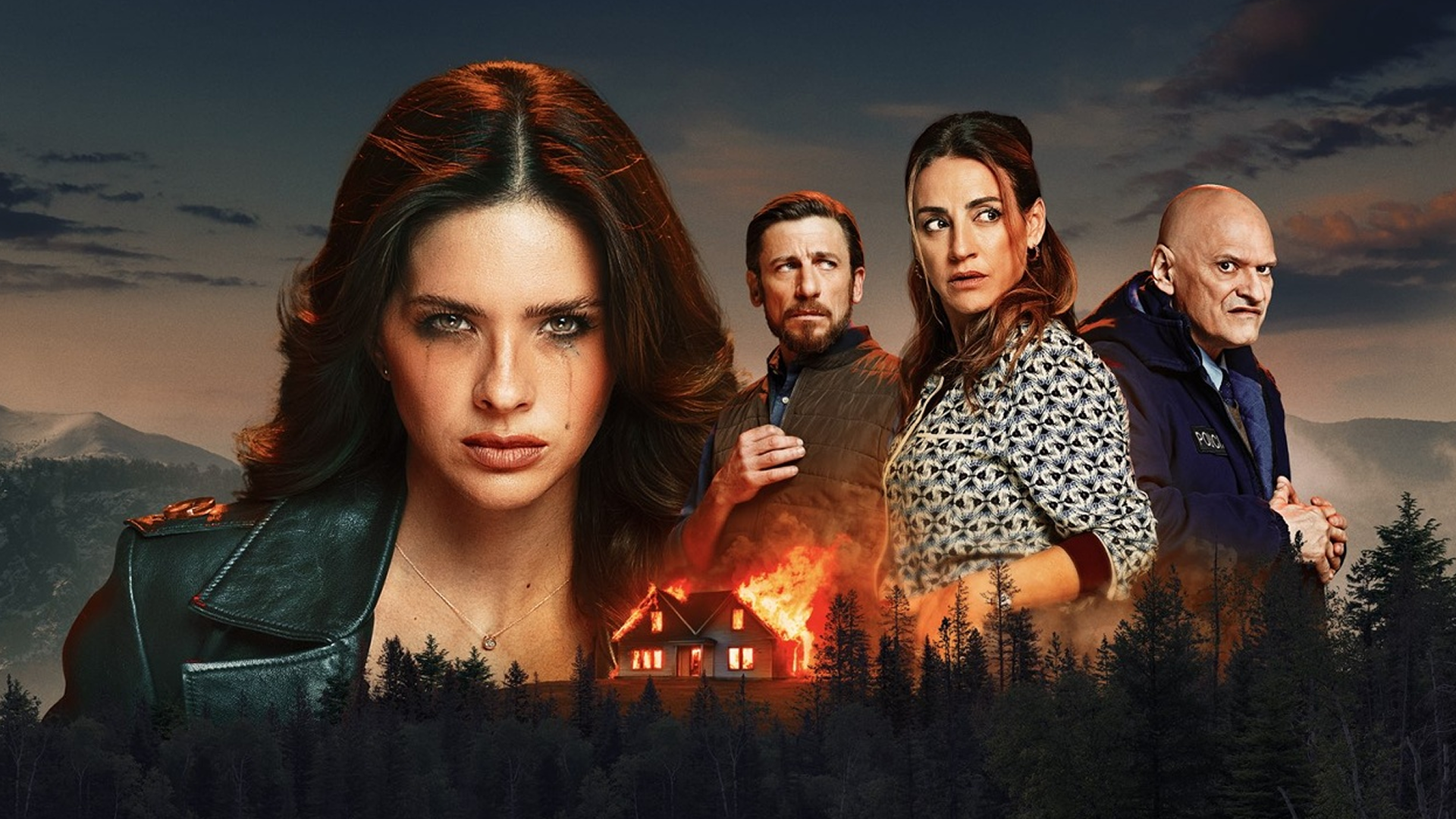 Promo image for Daughter of Fire featuring cast members China Suárez, Diego Cremonesi, Joaquín Ferreira, and Carlos Belloso