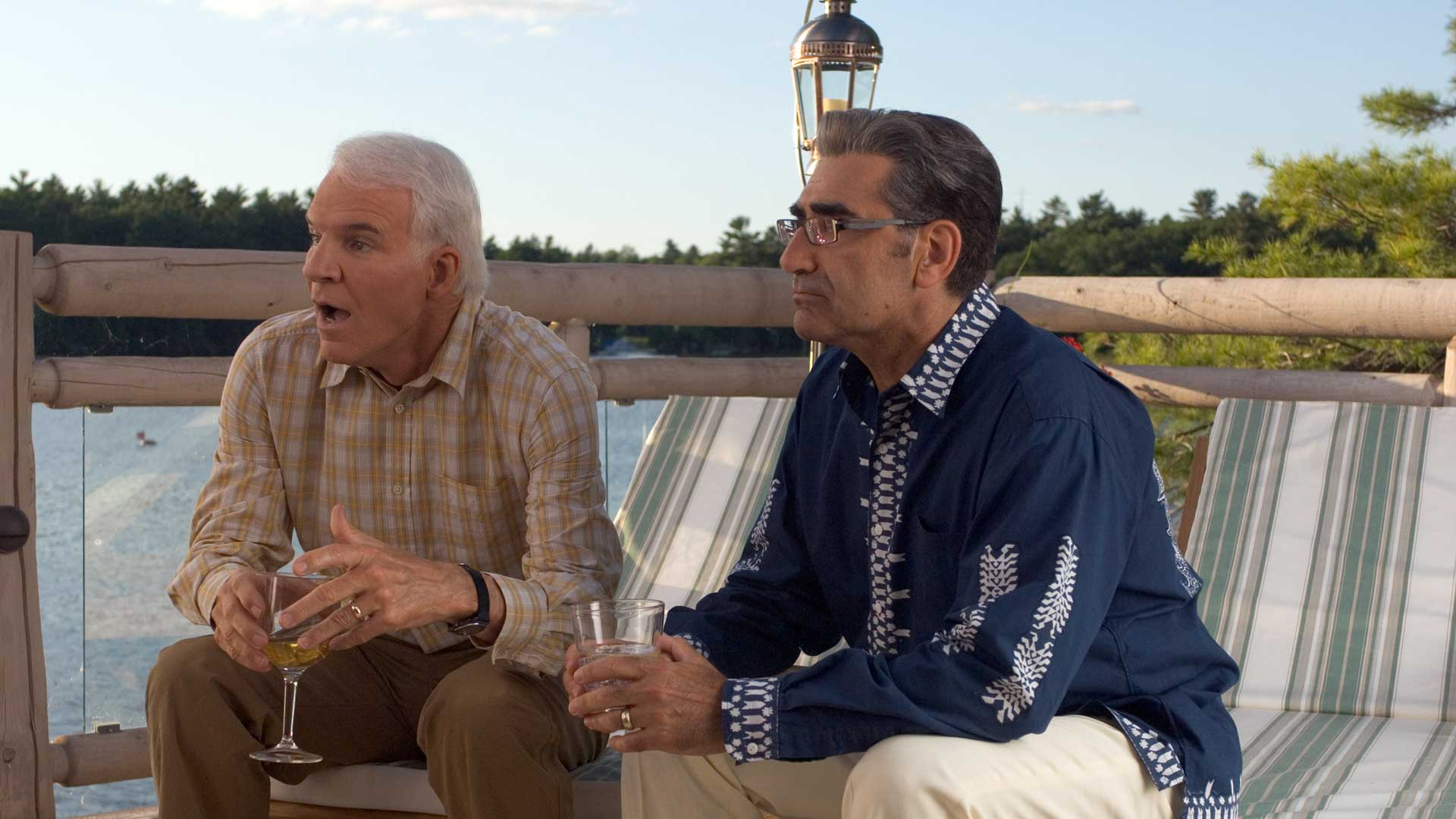 This image shows comedy actors Steve Martin and Eugene Levy in a scene from the 2005 film Cheaper by the Dozen 2.