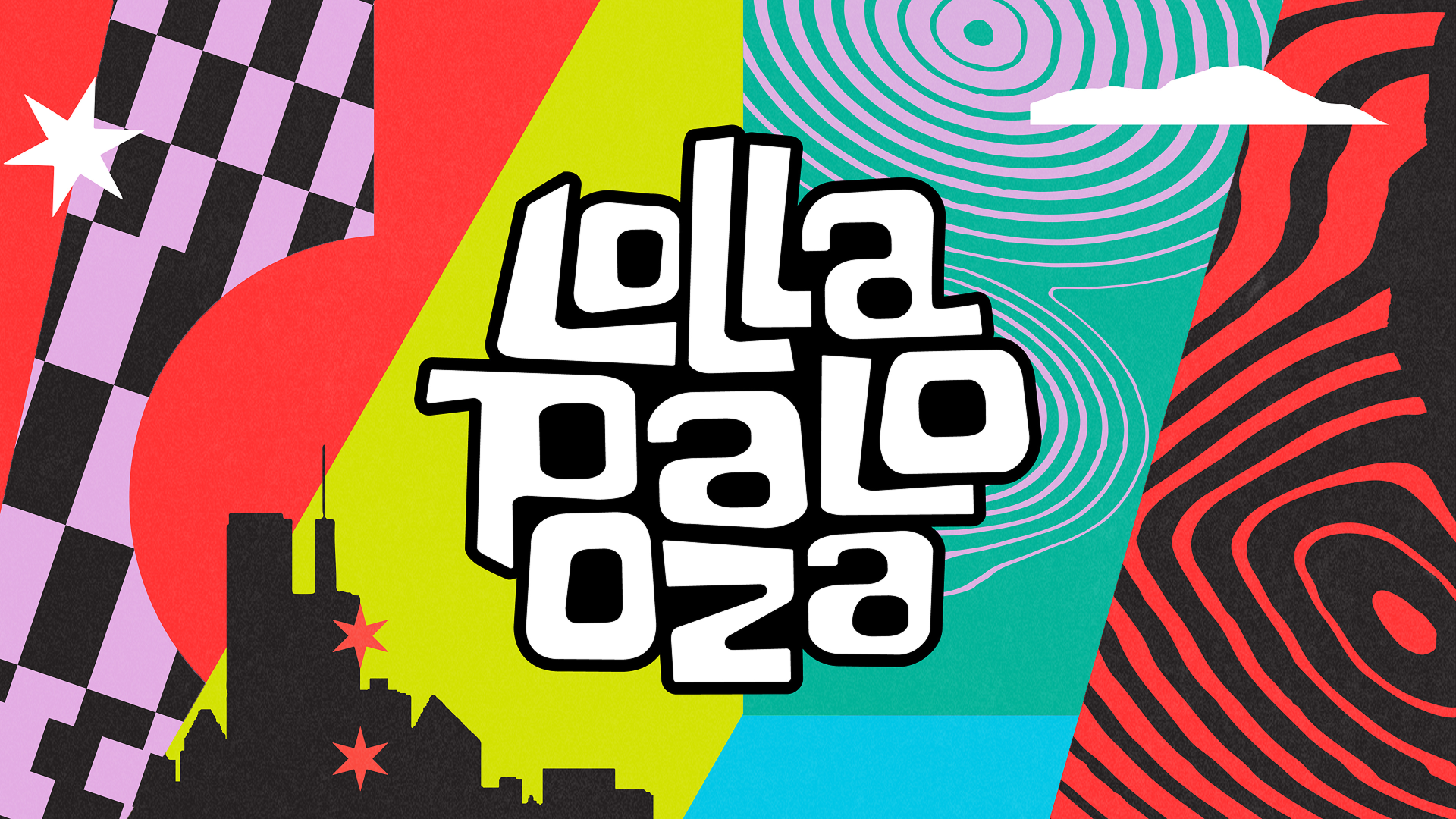 The image is promotional artwork for the Lollapalooza 2026 music festival.