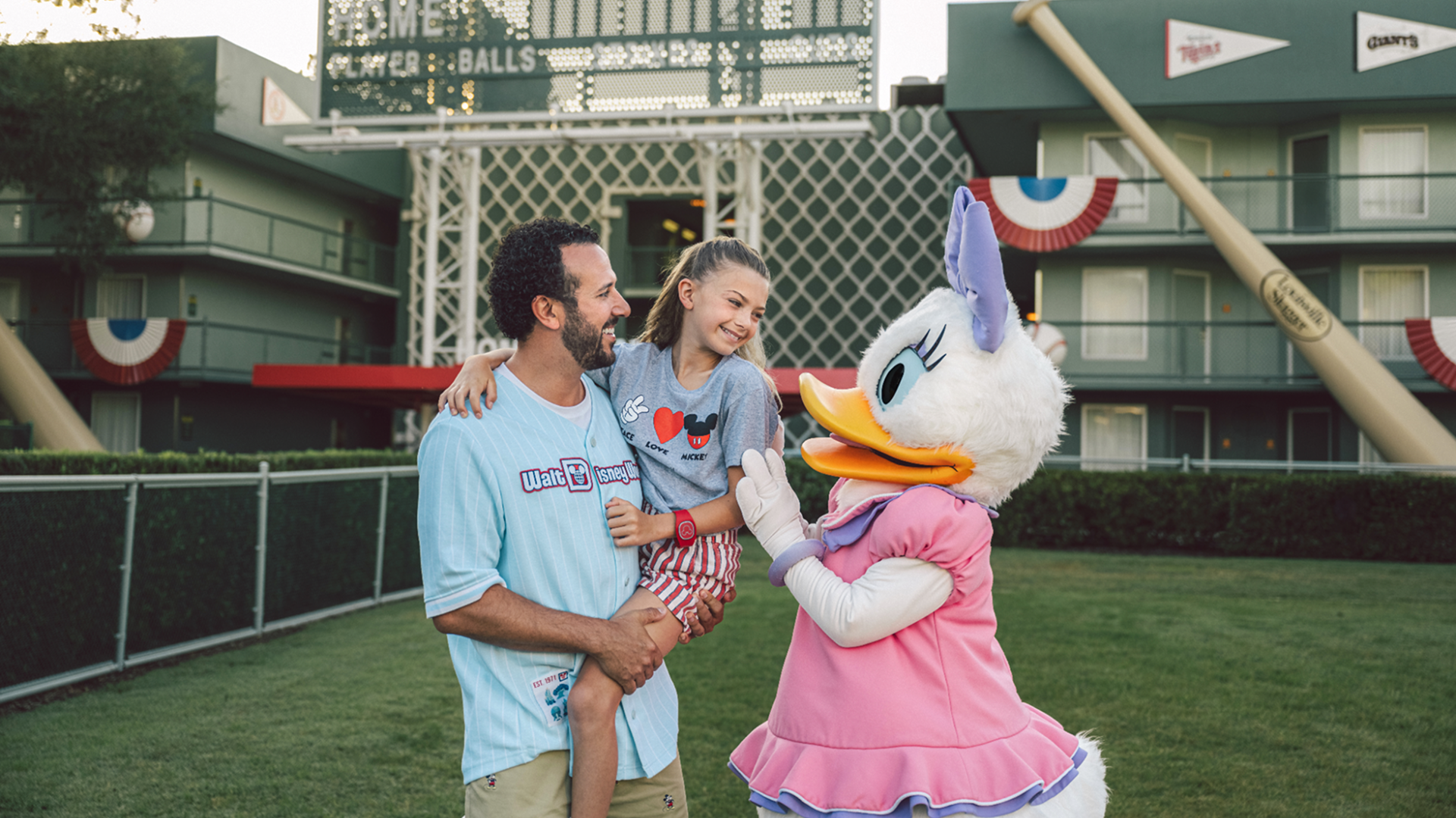 A family at a Disney park