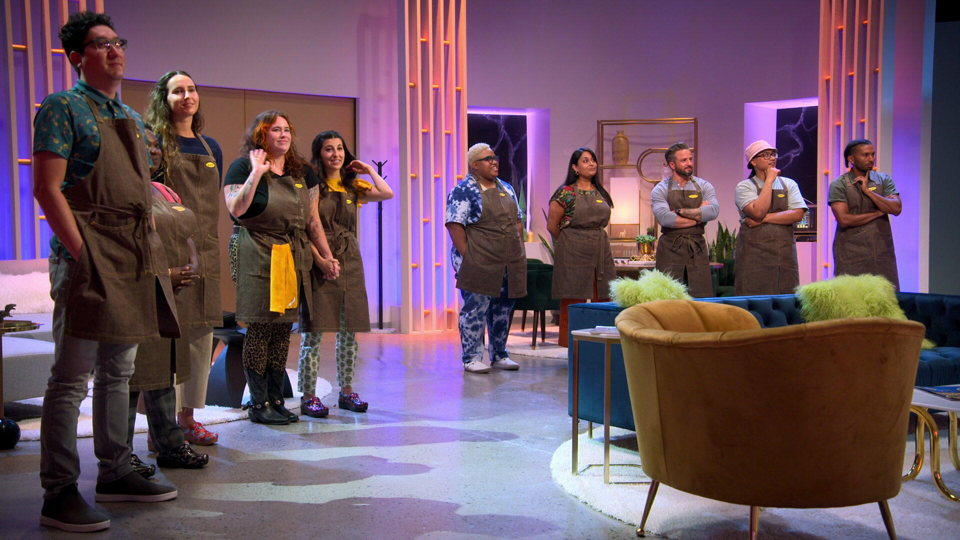  Foto dos participantes de Chef às Cegas. Anthony Langston, Stephenie Simmons, Jazmin Tyler, Sydney Buck, Alexa Santos, Danielle Harris, Poonam Ribadia, Anthony Bar, Joshua Walbolt e Leon Brunson.