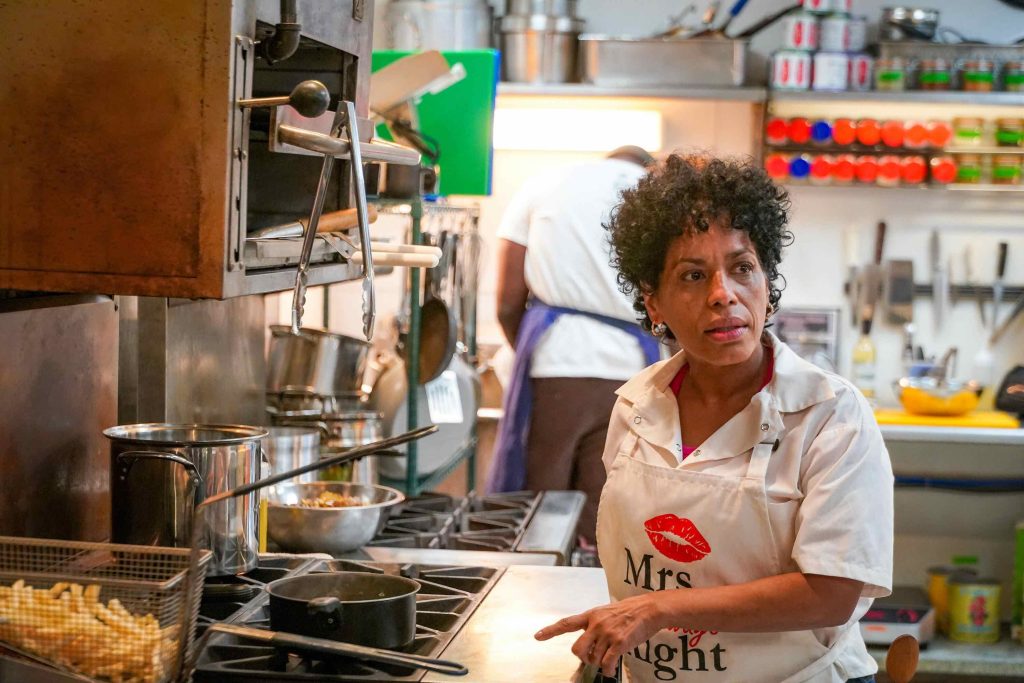 A still of Liza Colón-Zayas as Tina in the FX series, The Bear.