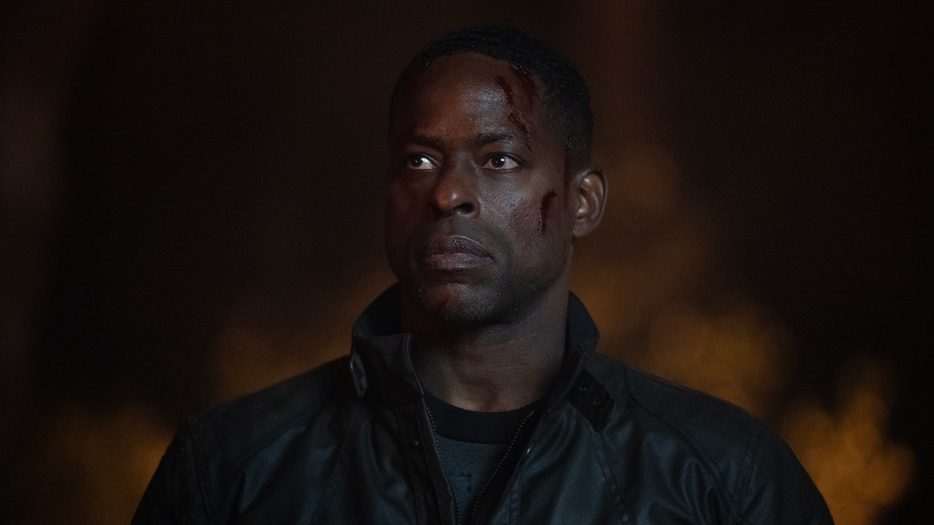 A closeup of Xavier (Sterling K. Brown) from Paradise