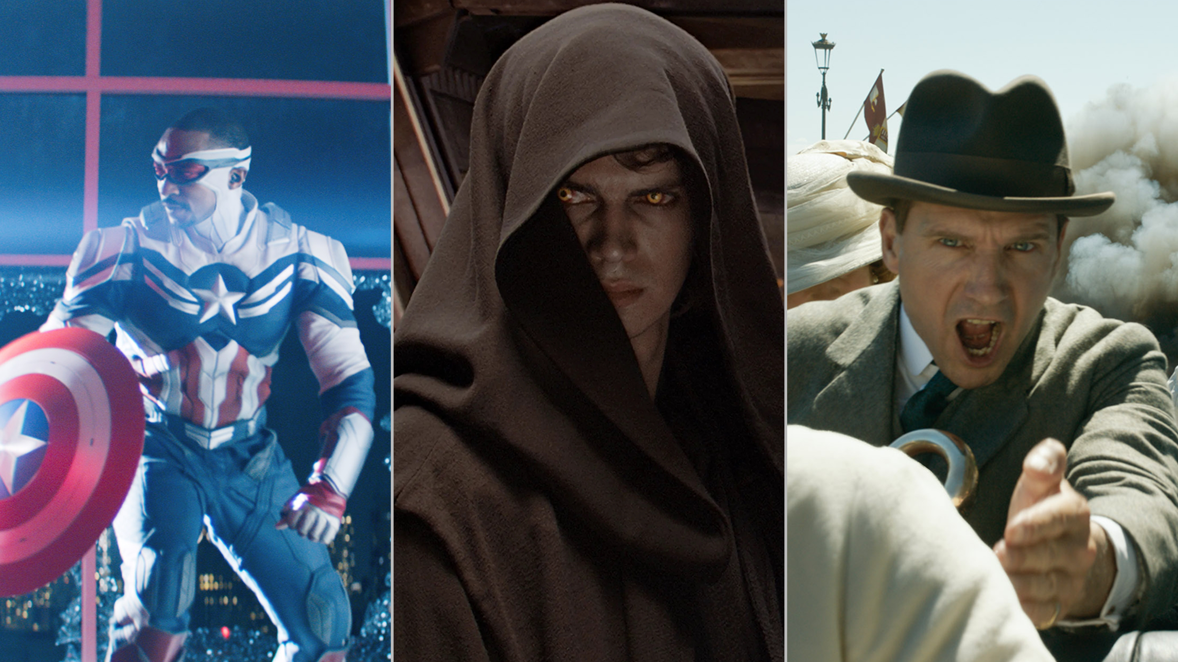 Images from titles (The Falcon and the Winter Soldier, Revenge of the Sith and The King's Man) which feature in the article.