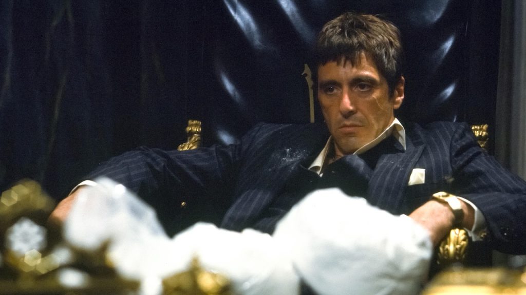 A still image from the ’80s gangster movie, Scarface.