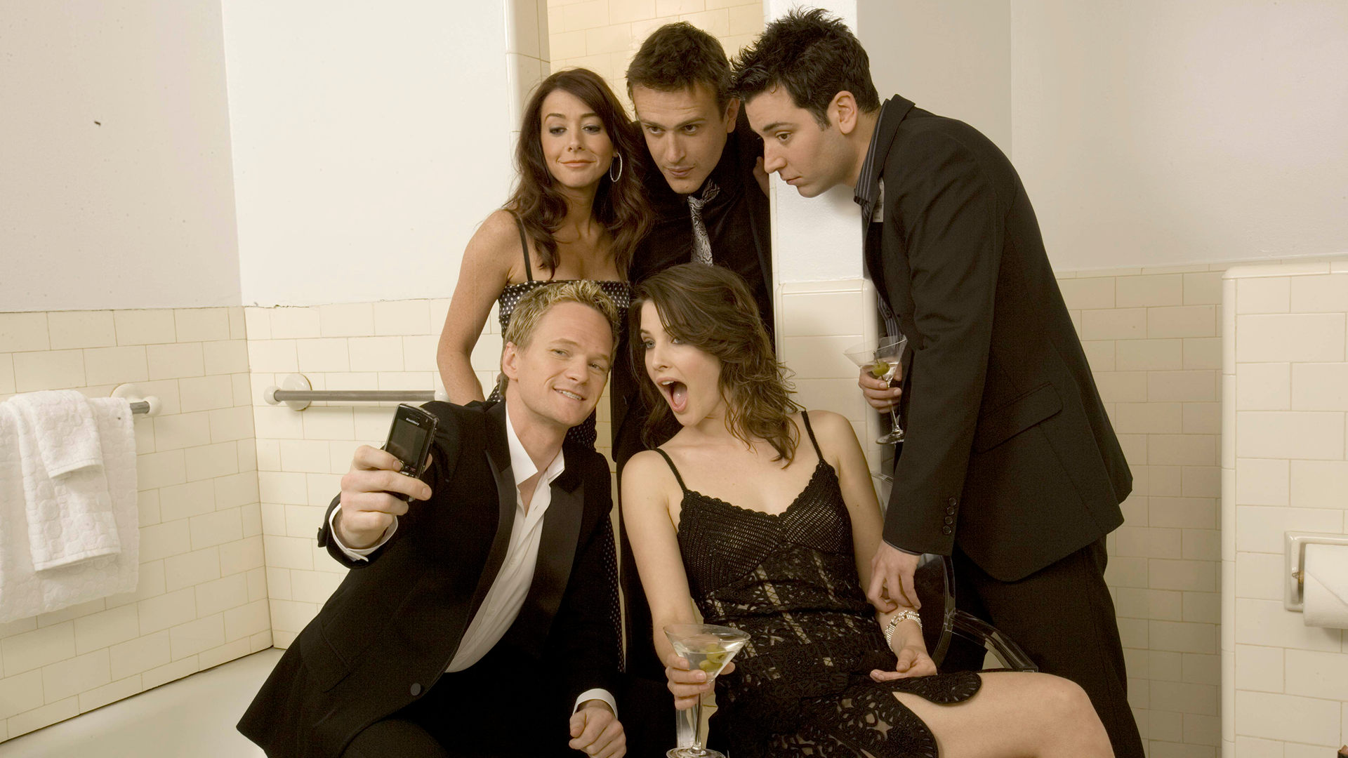 Josh Radnor as Ted Mosby, Jason Segel as Marshall Eriksen, Alyson Hannigan as Lily Aldrin, Cobie Smulders as Robin Scherbatsky, and Neil Patrick Harris as Barney Stinson in How I Met Your Mother