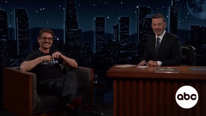 A still image of Pedro Pascal on Jimmy Kimmel Live!.