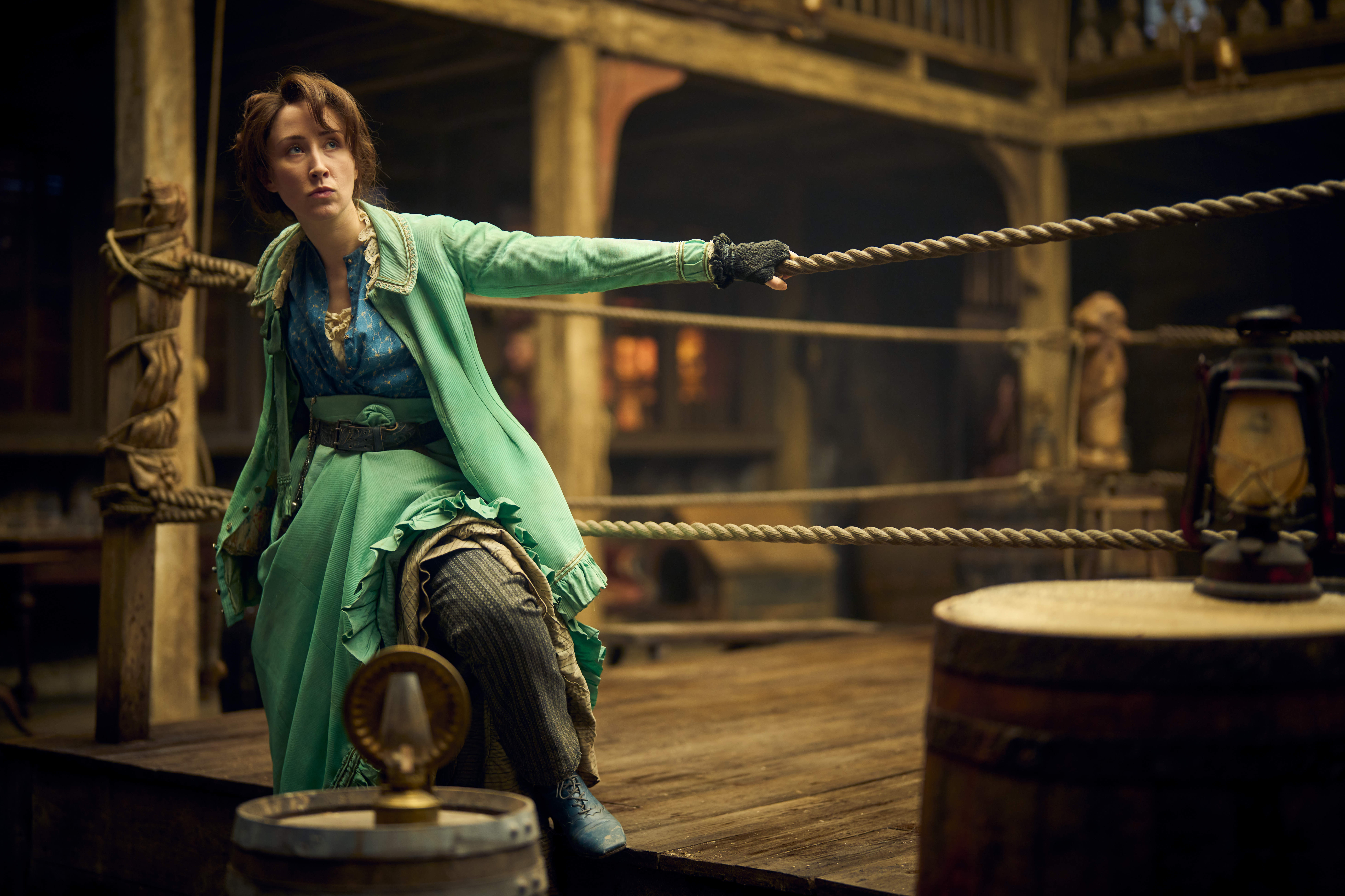 This image features actress Erin Doherty as the character Mary Carr in the Disney+ period crime drama A Thousand Blows. 