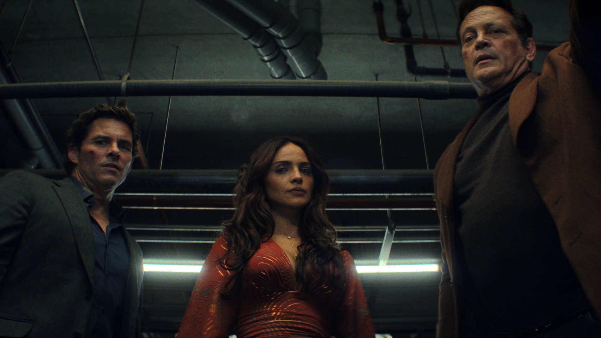 Scene from Mike & Nick & Nick & Alice featuring the main trio of characters looking down into the trunk of a car.