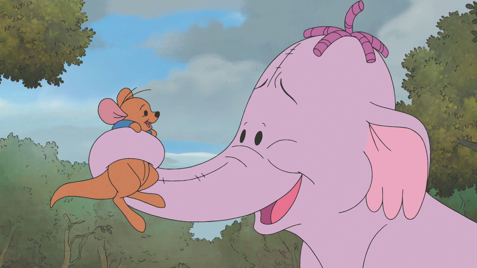 This image features the characters Lumpy the Heffalump and Roo from the Disney film Pooh's Heffalump Movie.