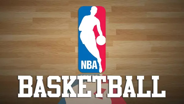 Promotional art with logo for NBA Basketball.