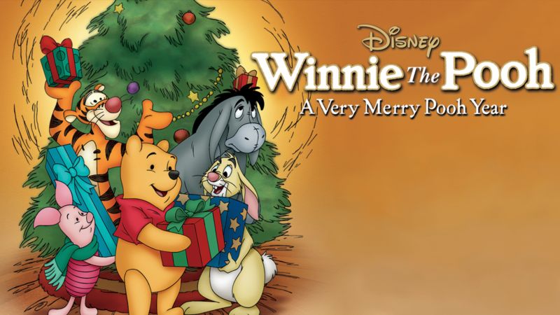 Title art for animated Christmas movie Winnie the Pooh: A Very Merry Pooh Year.