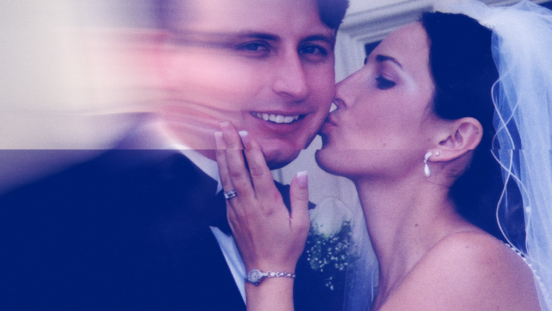 This image shows a couple embracing intimately, with a soft-focus, romantic aesthetic.