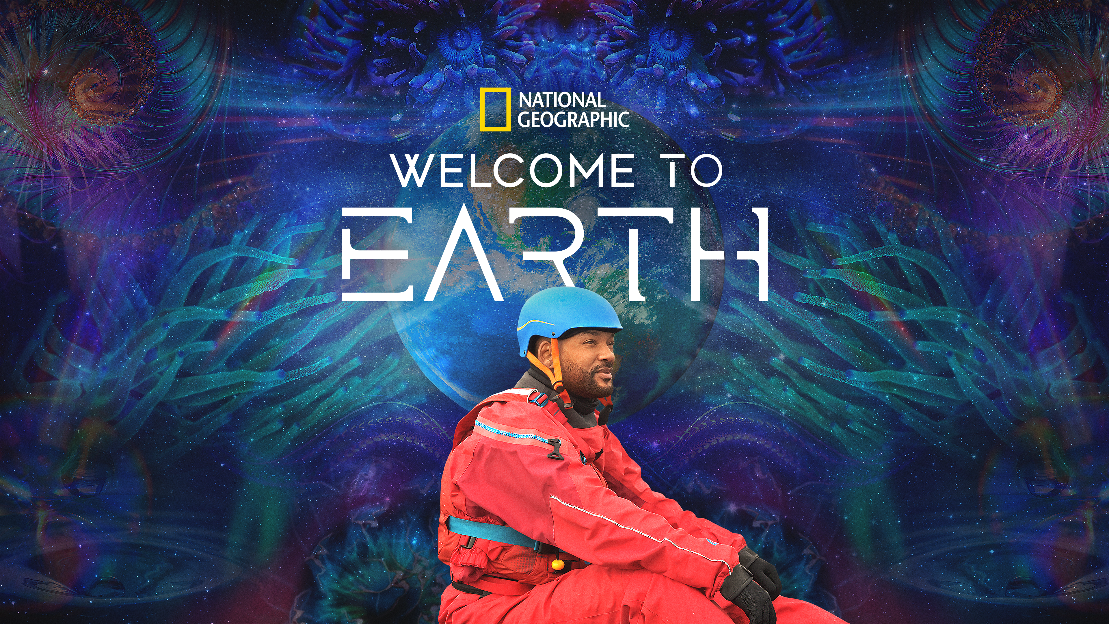 The image is key art for the National Geographic docu-series Welcome to Earth, which follows actor Will Smith as he explores some of the planet's most remote and uncharted locations. 
