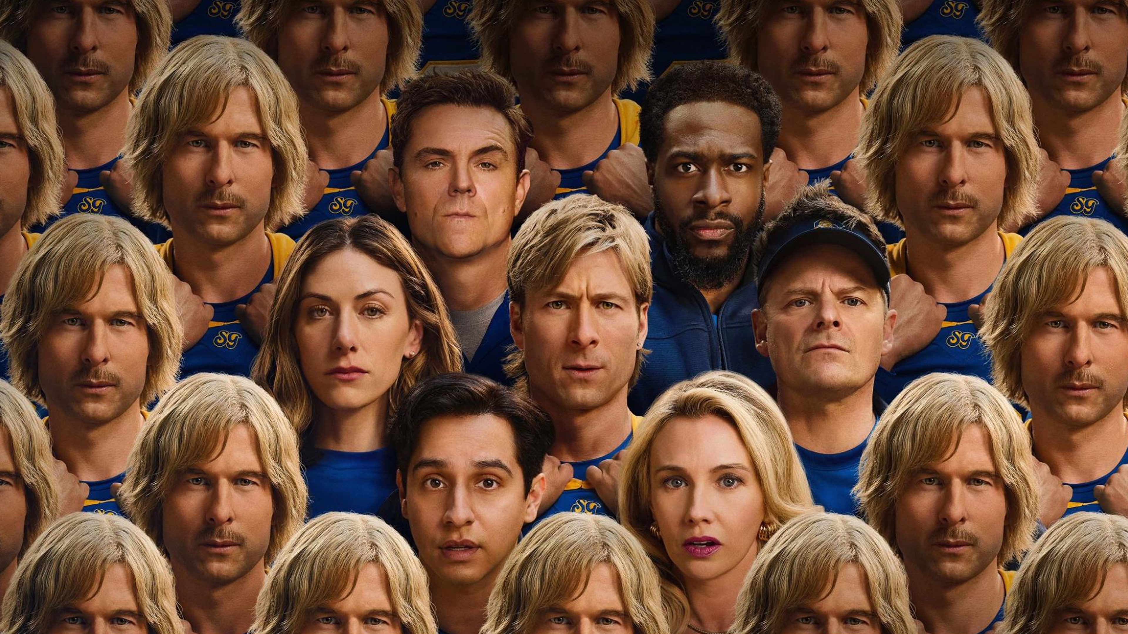 Key art for the second season of Chad Powers features the main cast surrounded by clones of Chad Powers.