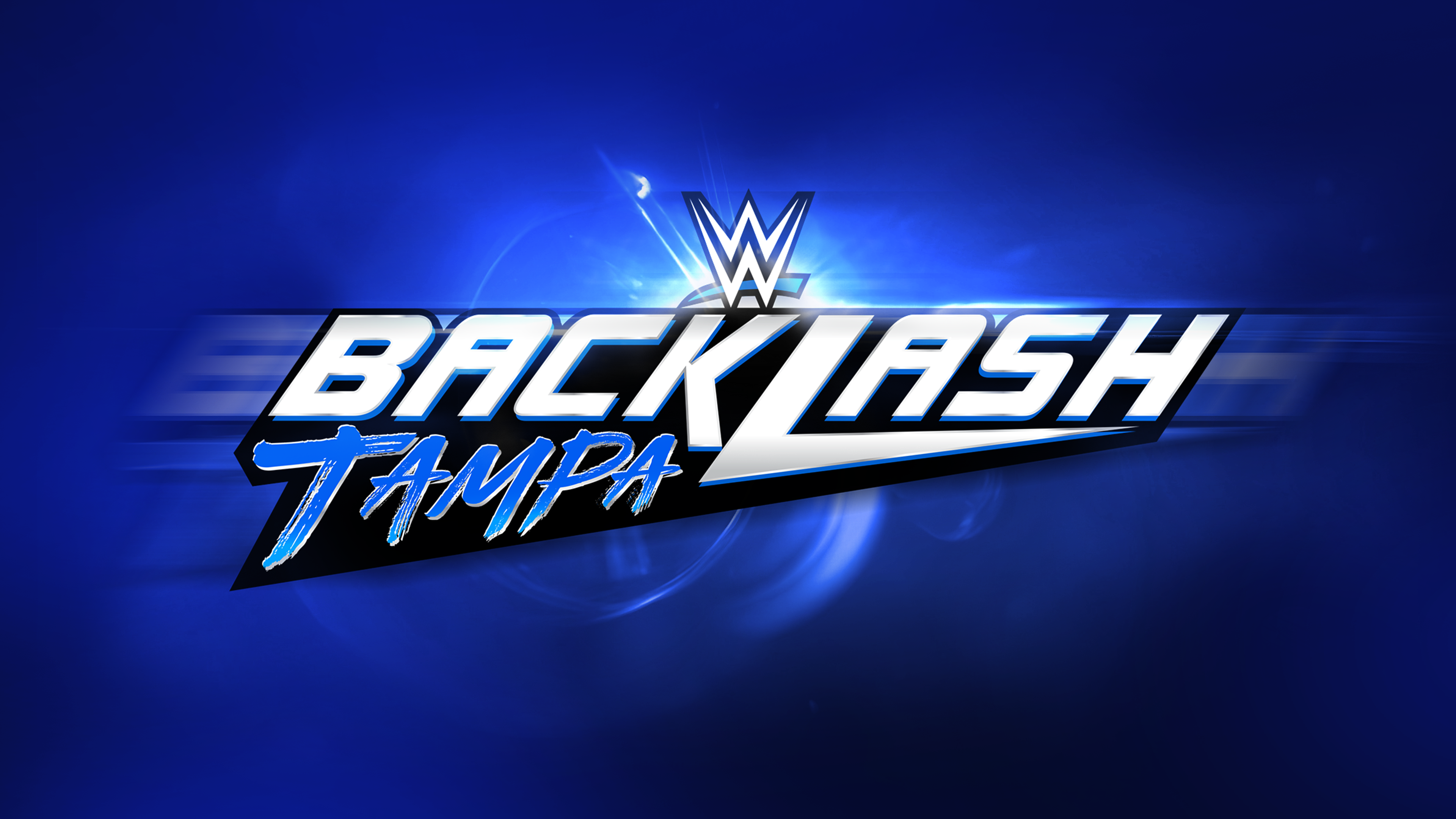 The WWE Backlash Tampa logo on a blue background