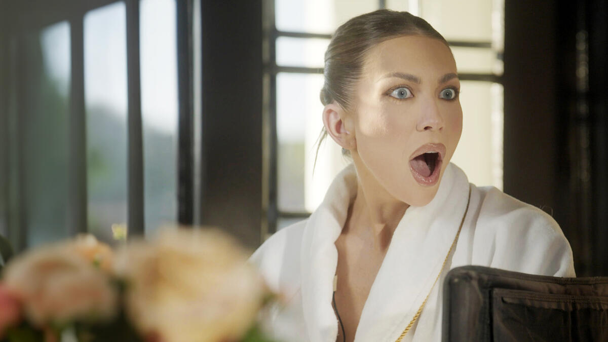 Stassi Schroeder looks surprised in a still from an episode of The House of Stassi.