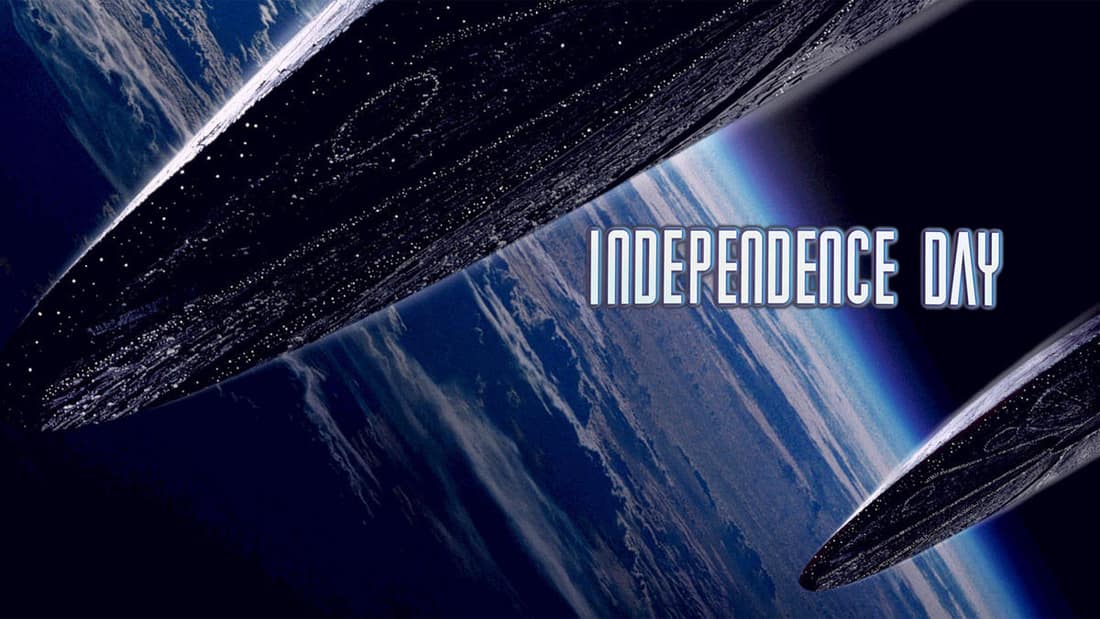 alien spaceships flying in outer space with Earth in the background.