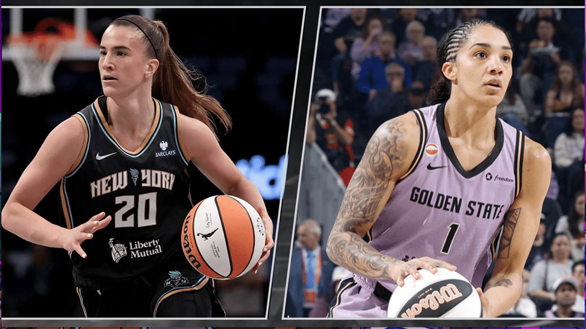 Sabrina Ionescu (left) who plays for the New York Liberty and Gabby Williams (right) who plays for the Golden State Valkyries.
