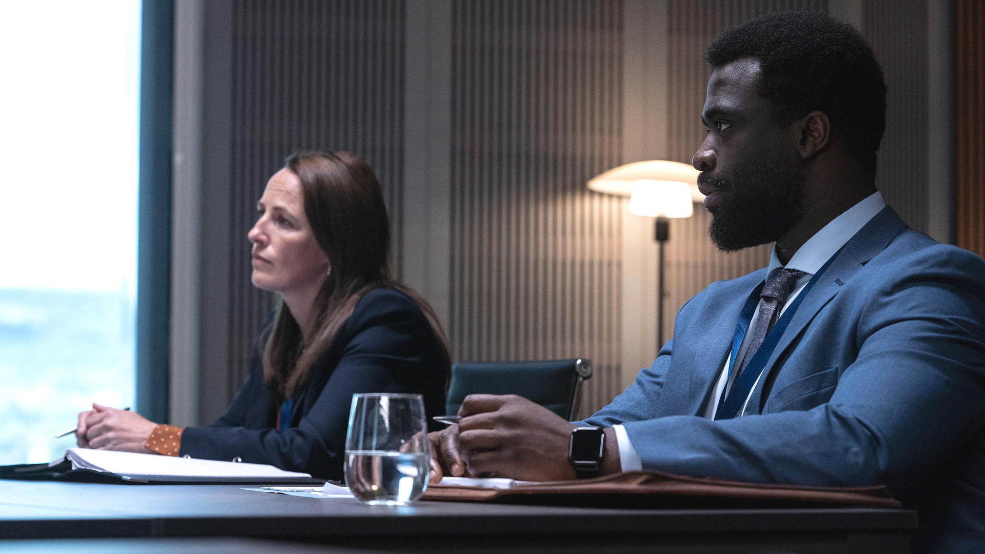 Dr. Norma Callahan (Helen Behan) and Dr. George Adjei (Jordan Kouamé) from the medical thriller series Malpractice.
