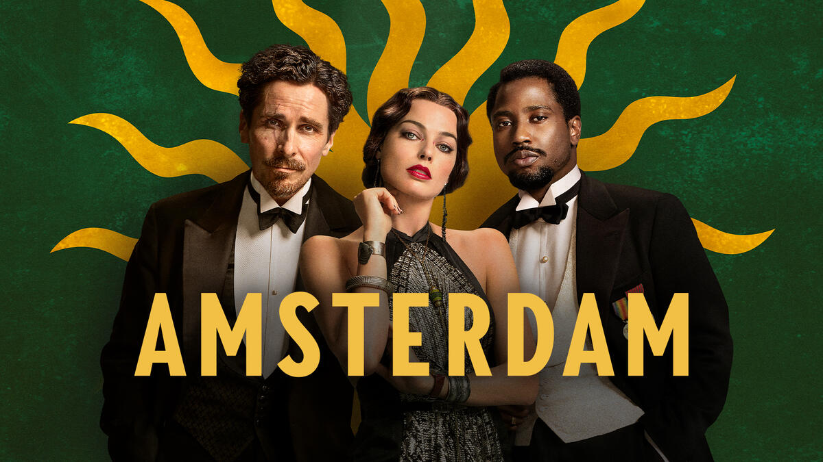 Title art for the murder mystery movie Amsterdam.