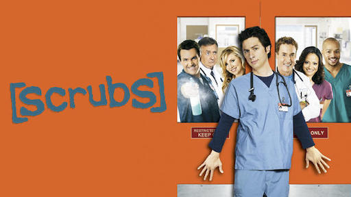 A still image from the feel-good medical sitcom, Scrubs.