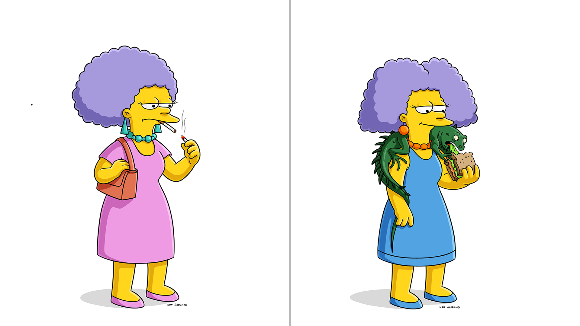 This image features Patty and Selma Bouvier from The Simpsons.