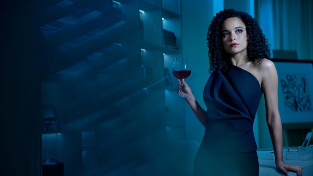 A still image of Juliana Canfield as Talia in AHS: Delicate.