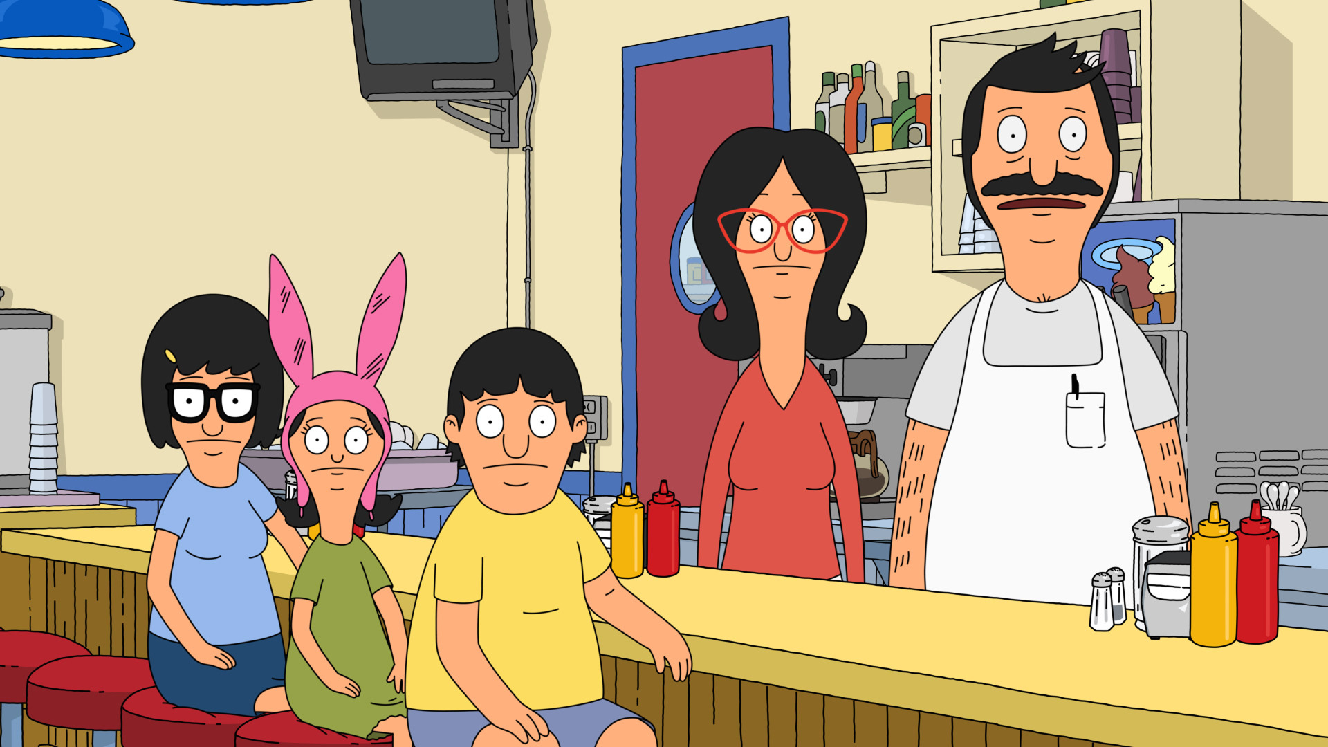 The Belcher Family in the family restaurant.