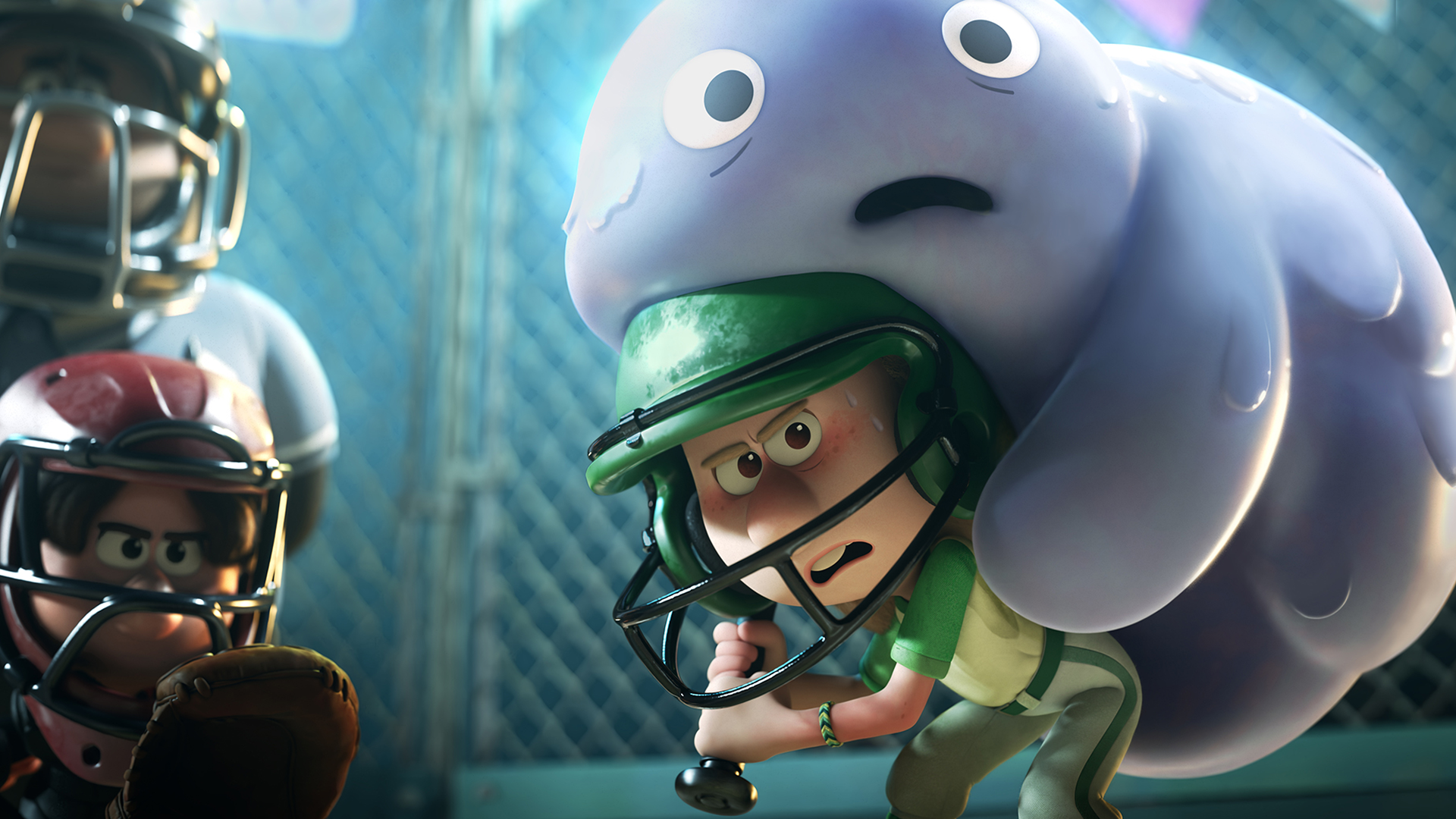 ソフトボールチームでプレーする『ウィン or ルーズ』の2人のキャラクター