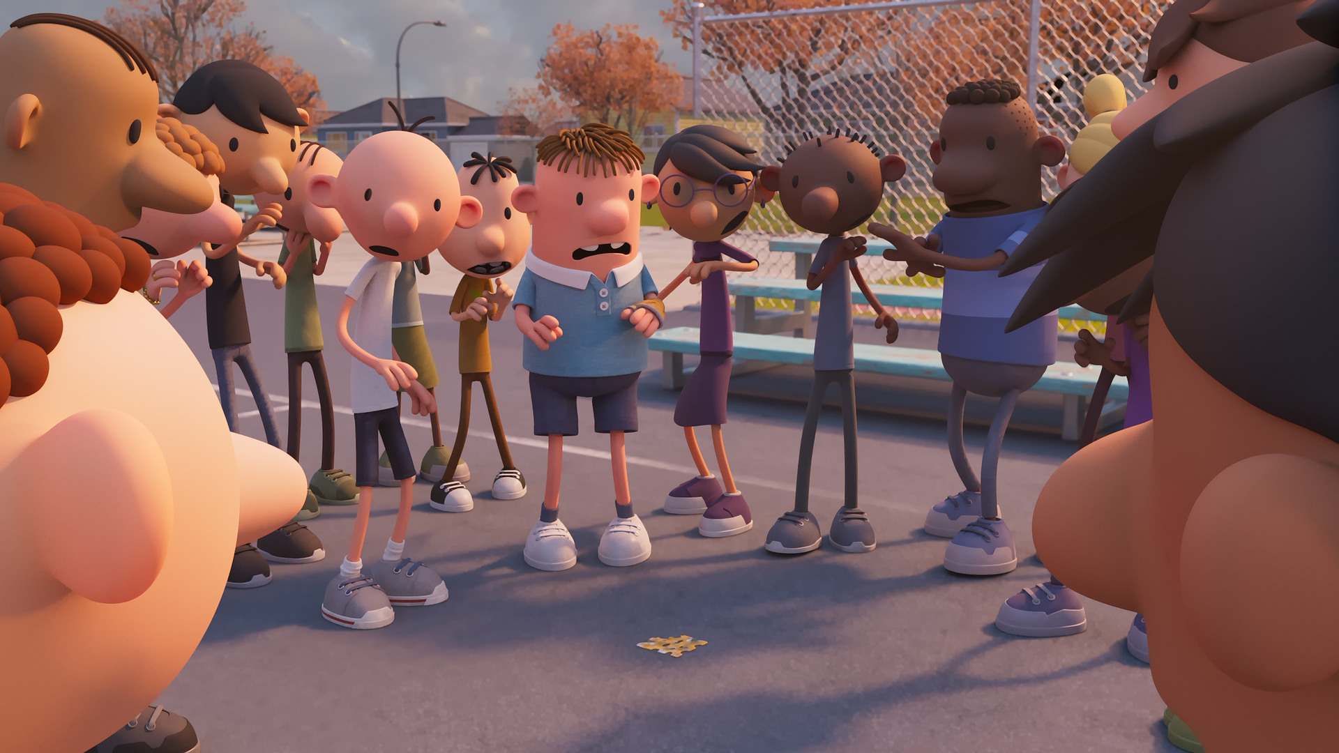 Greg and his classmates look at the moldy cheese on the school grounds.