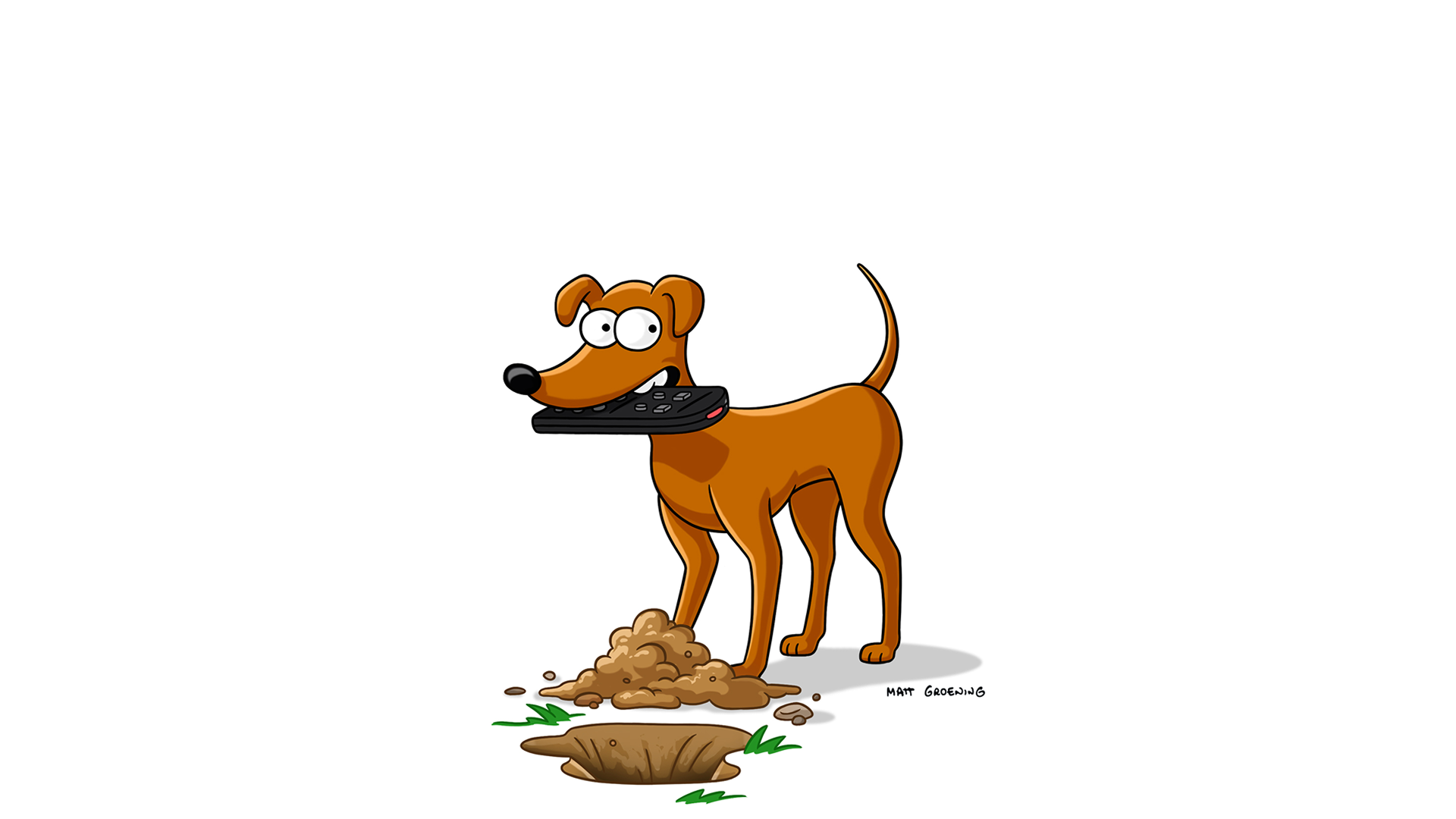 This character is Santa's Little Helper, the beloved family dog from the animated series The Simpsons.