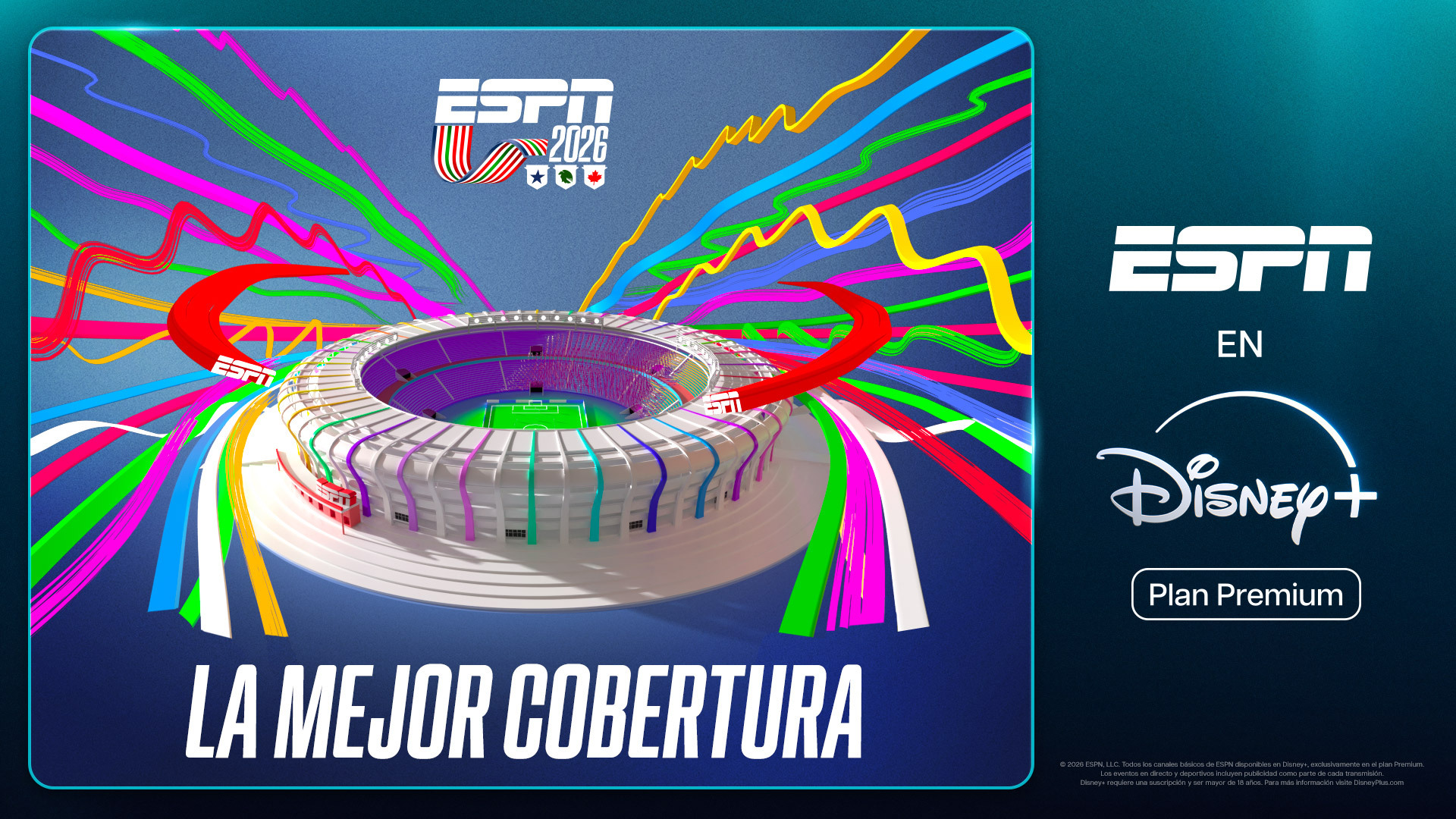 Imagen promocional de los especiales de ESPN para el Mundial 2026 en Disney+.